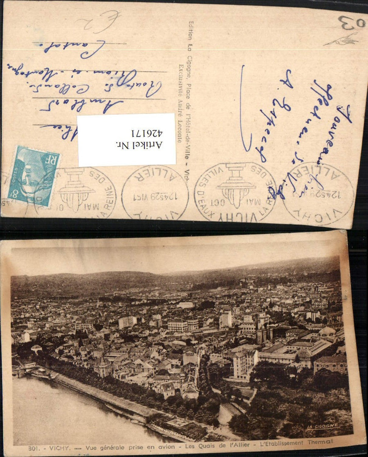 426171,Auvergne Allier Vichy Vue generale prise en avion Totale