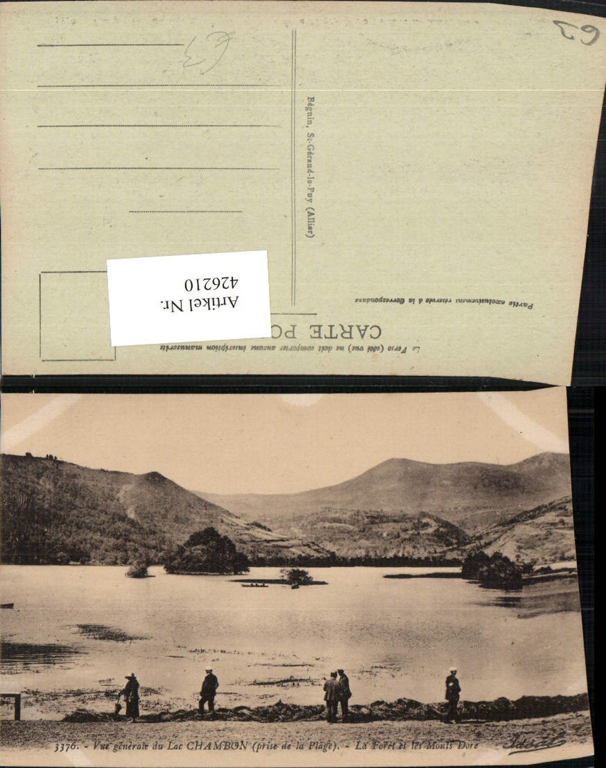 426210,Auvergne Puy-de-Dome Lac Chambon La Foret et les Monts Dore See