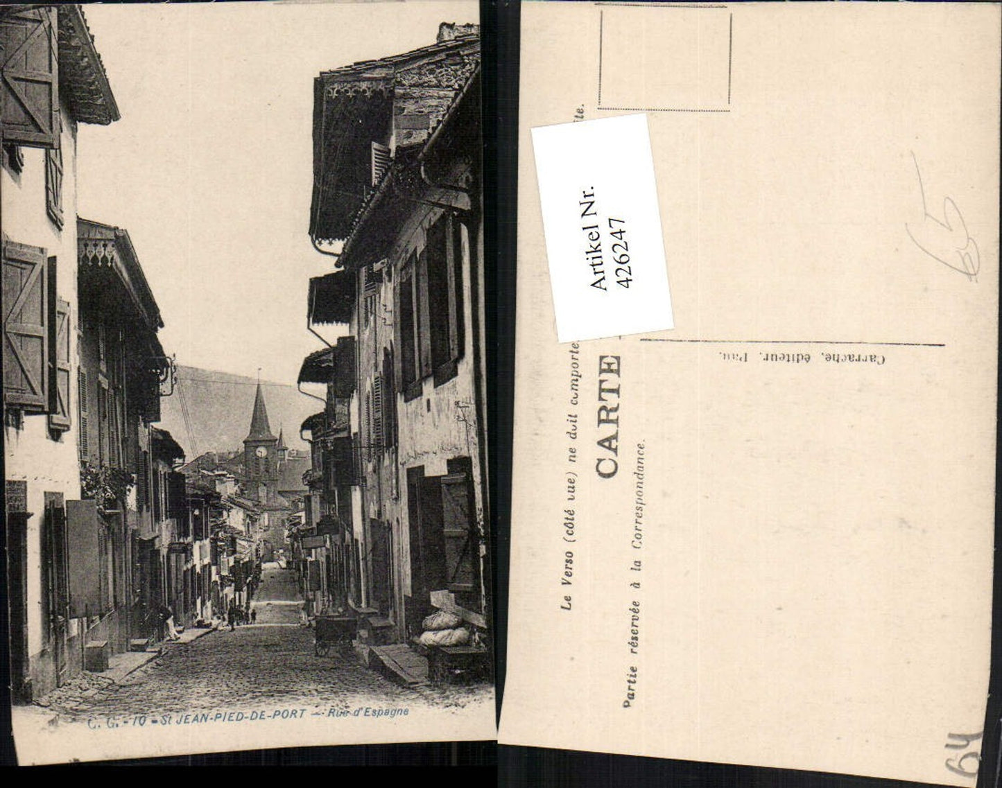 426247,Aquitanien Pyrenees-Atlantiques St-Jean-Pied-de-Port Rue Espagne Straßenansicht