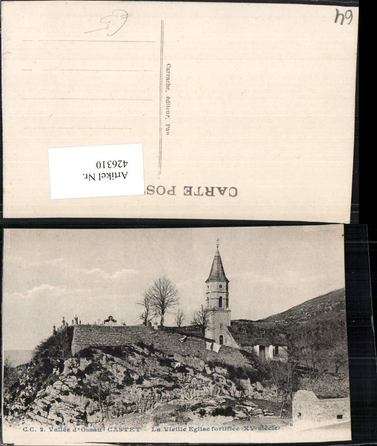 426310,Aquitanien Pyrenees-Atlantiques Castet La Vieille Eglise fortifiee Kirche