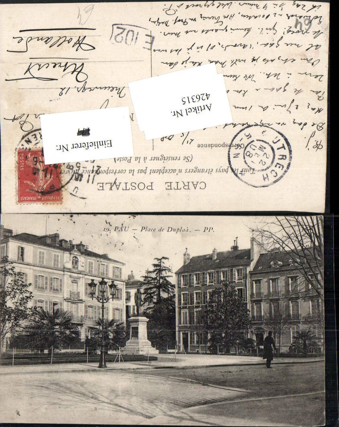 426315,Aquitanien Pyrenees-Atlantiques Pau Place de Duplaa Platz Denkmal