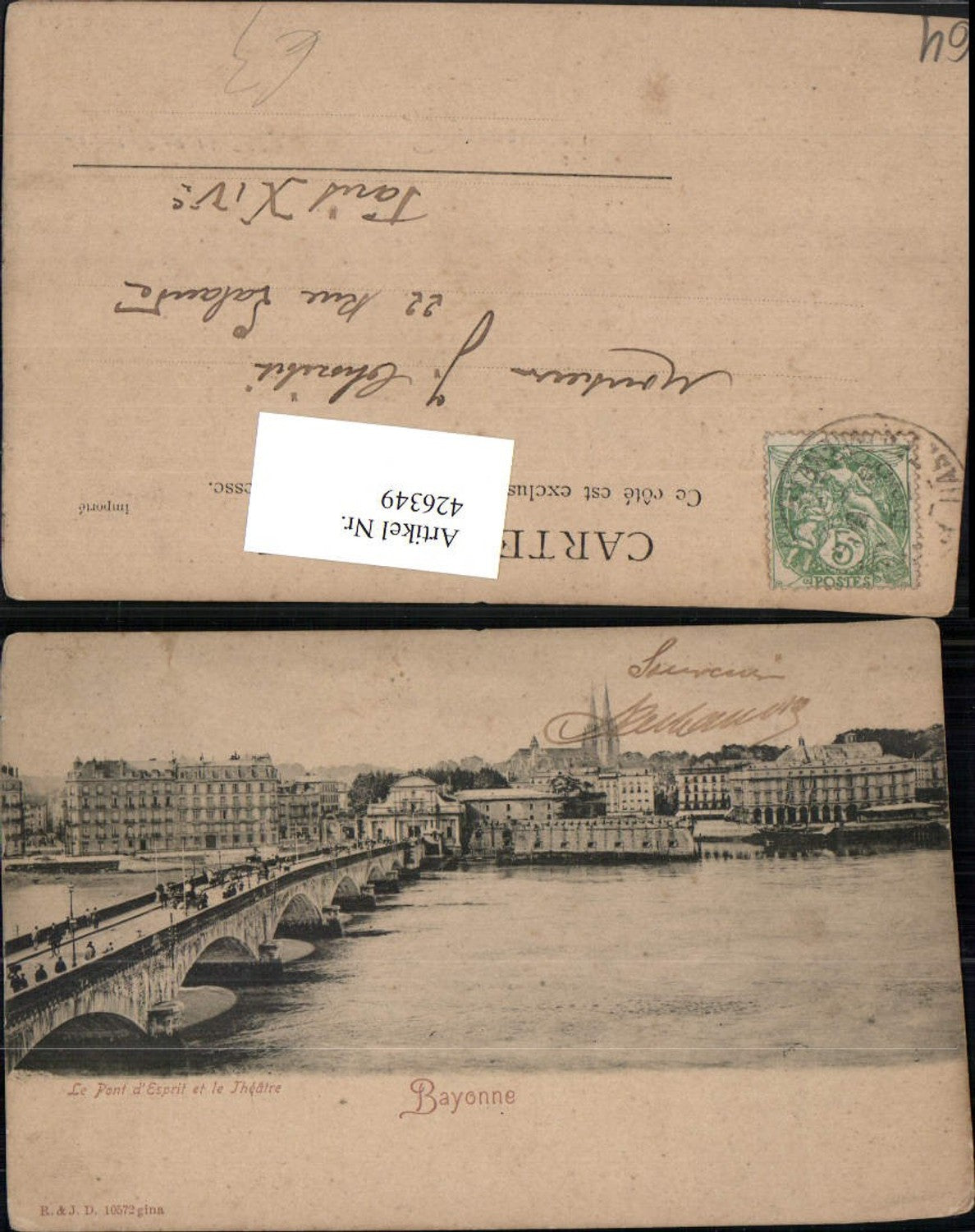 426349,Aquitanien Pyrenees-Atlantiques Bayonne Le Pont d'Esprit et le Theatre Brücke