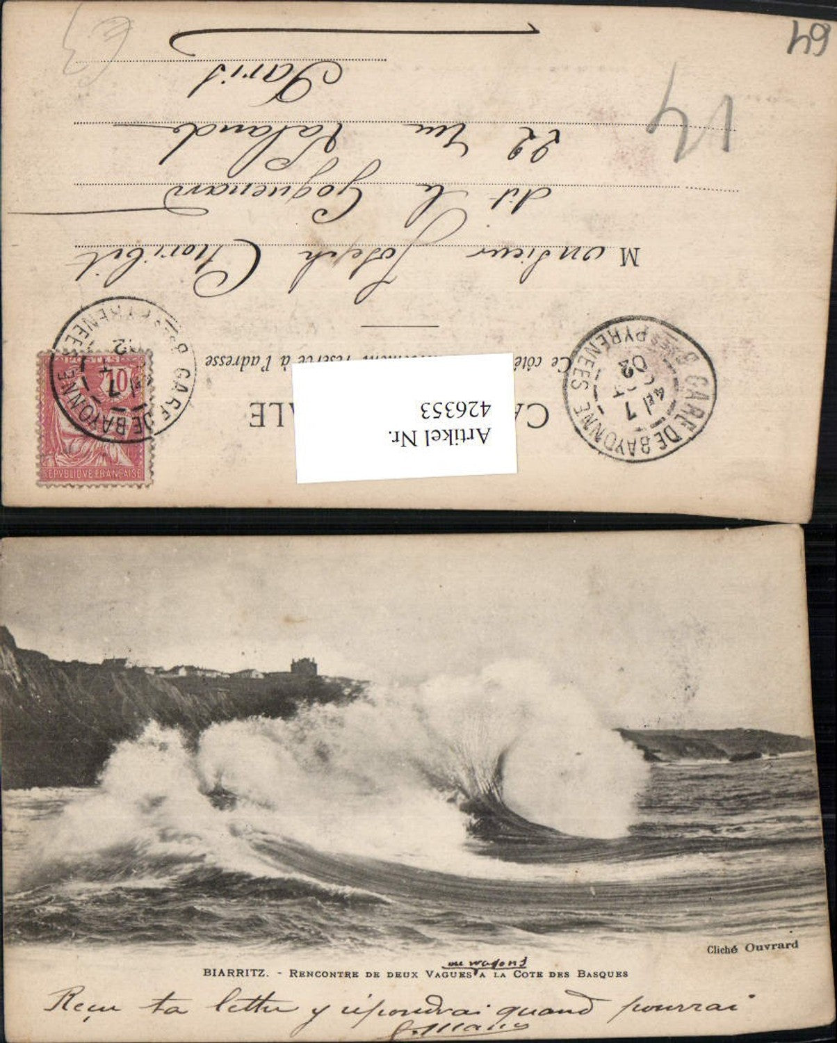 426353,Aquitanien Pyrenees-Atlantiques Biarritz Rencontre de Deux Vagues Brandung