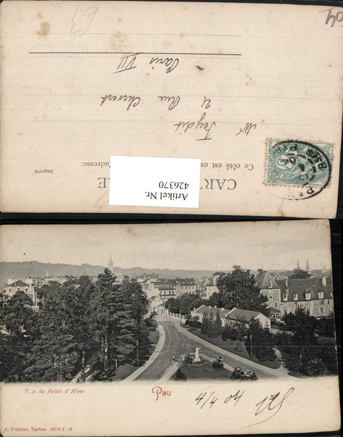 426370,Aquitanien Pyrenees-Atlantiques Pau Vue prise du Palais d'Hiver Teilansicht