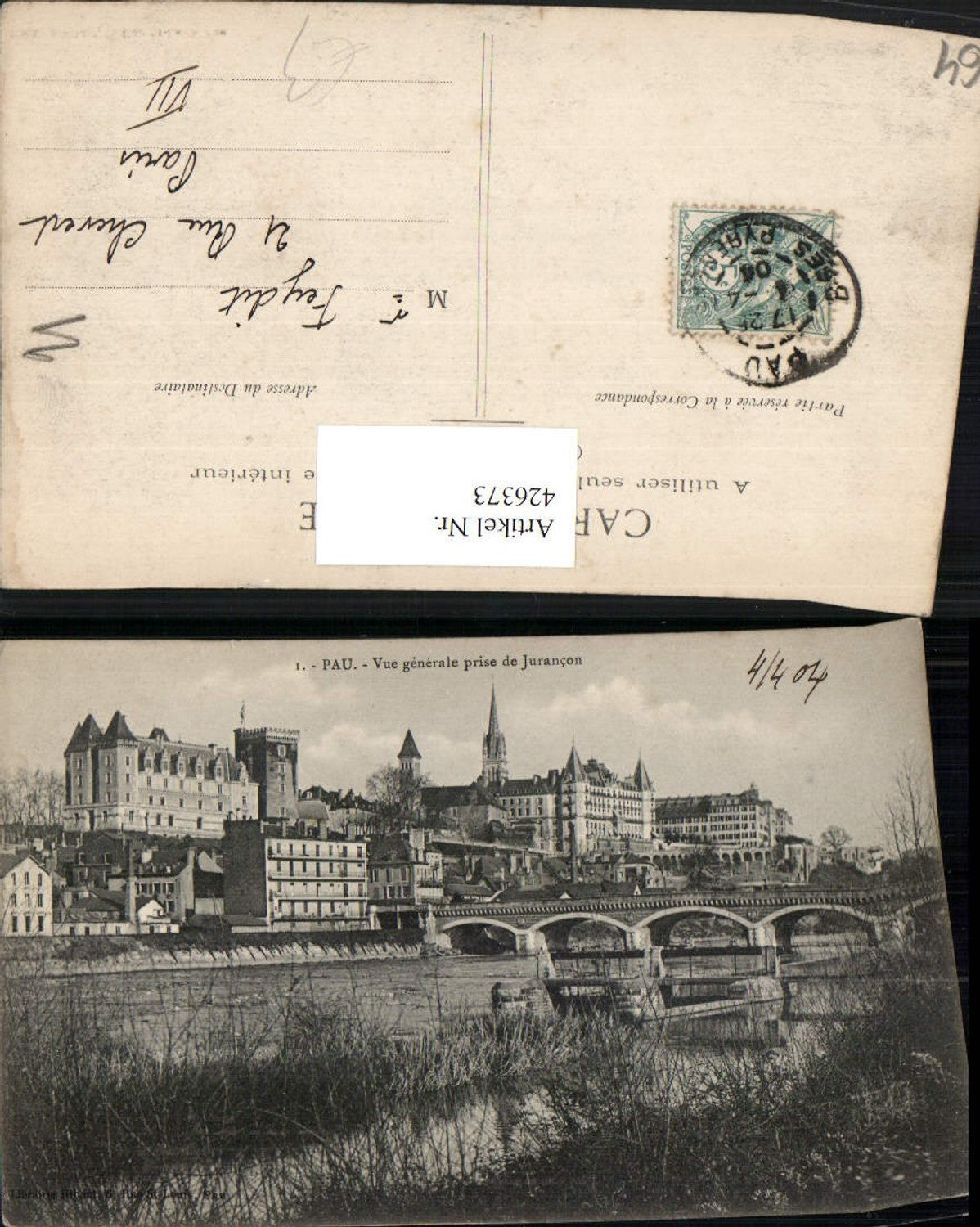 426373,Aquitanien Pyrenees-Atlantiques Pau Vue generale prise de Jurancon Teilansicht Brücke