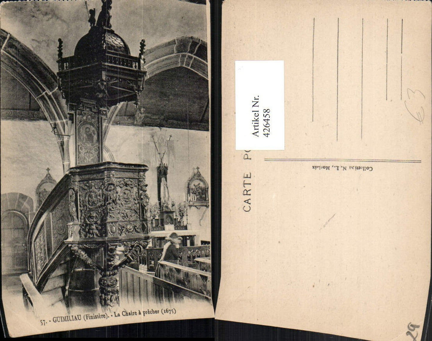426458,Bretagne Finistere Guimiliau La Chaire a precher Kirche Kanzel