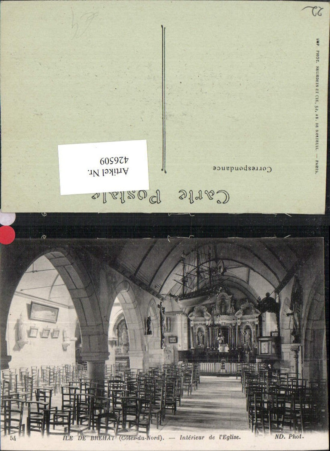 426509,Bretagne Cote-Amor Ile de Brehat Interieur de l'Eglise Kirche