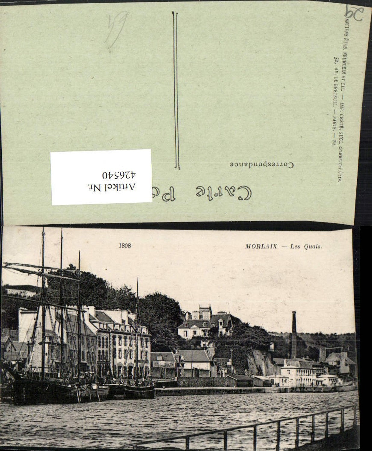 426540,Bretagne Finistere Morlaix Les Quais Teilansicht Segelschiff Boote