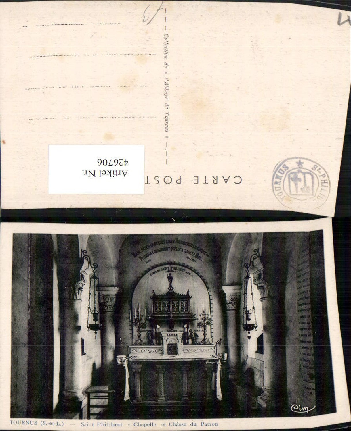 426706,Burgundy Saone-et-Loire Tournus Saint Philibert Chapelle Chapel Altar