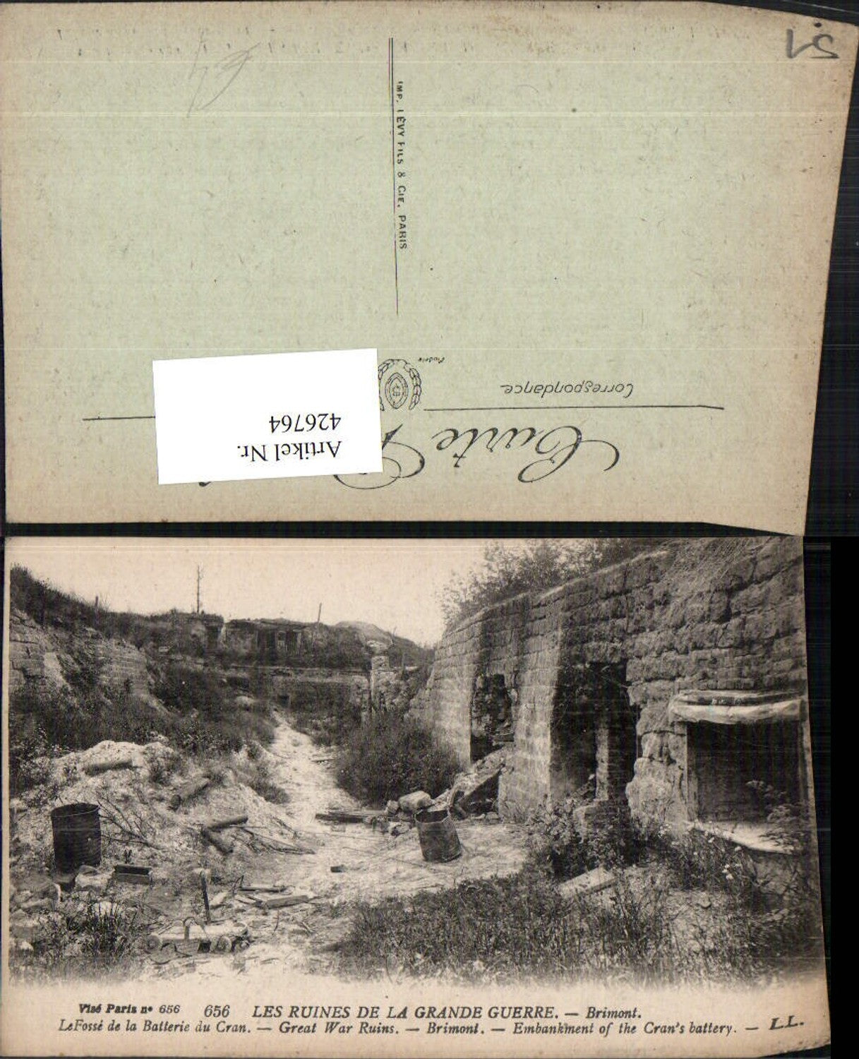 426764,Champagne-Ardenne Marne Brimont Le Fosse de la Batterie du Cran Ruine