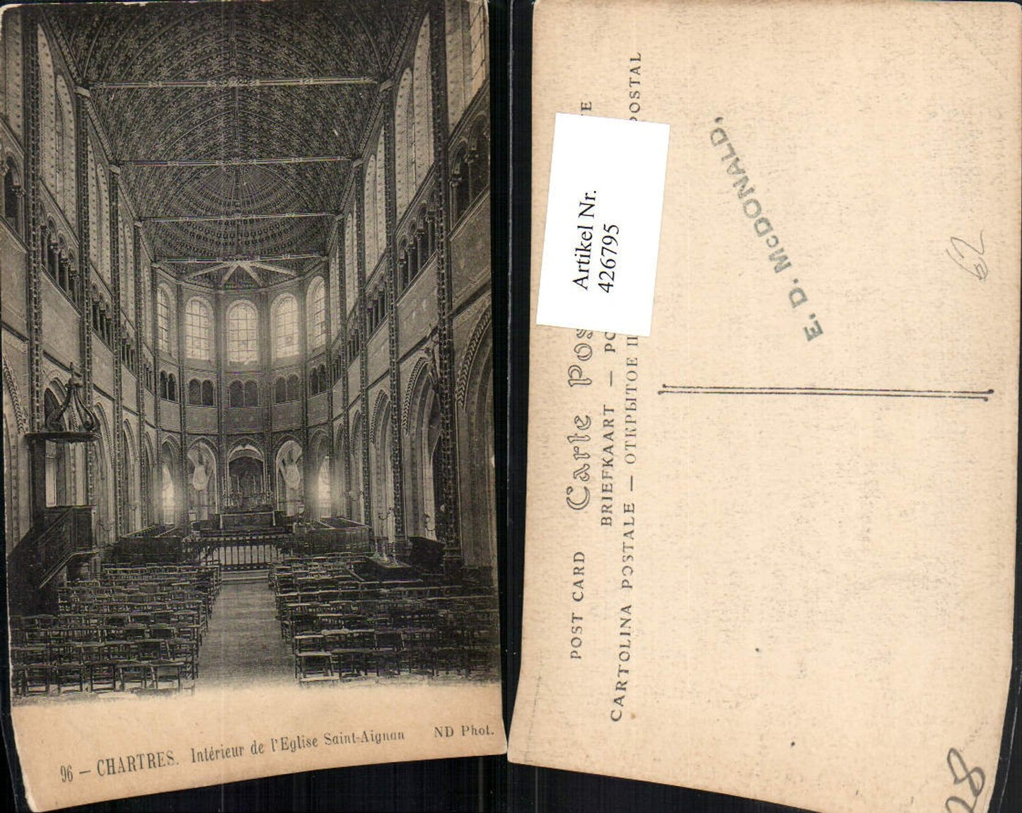 426795,Centre Eure-et-Loir Chartres Interieur de l'Eglise Saint-Aignan Kirche