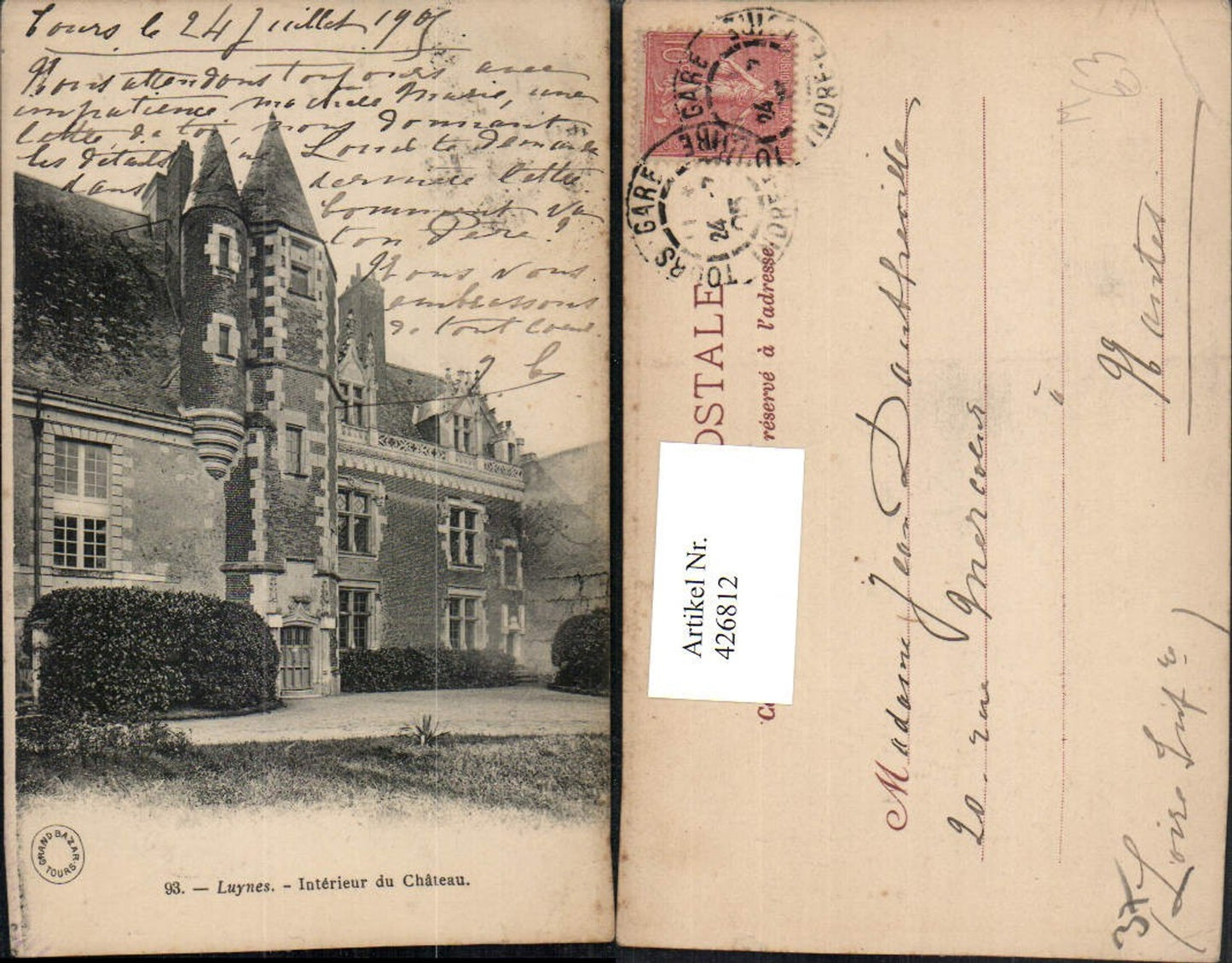 426812,Centre Indre-et-Loire Luynes Interieur du Chateau Schloss