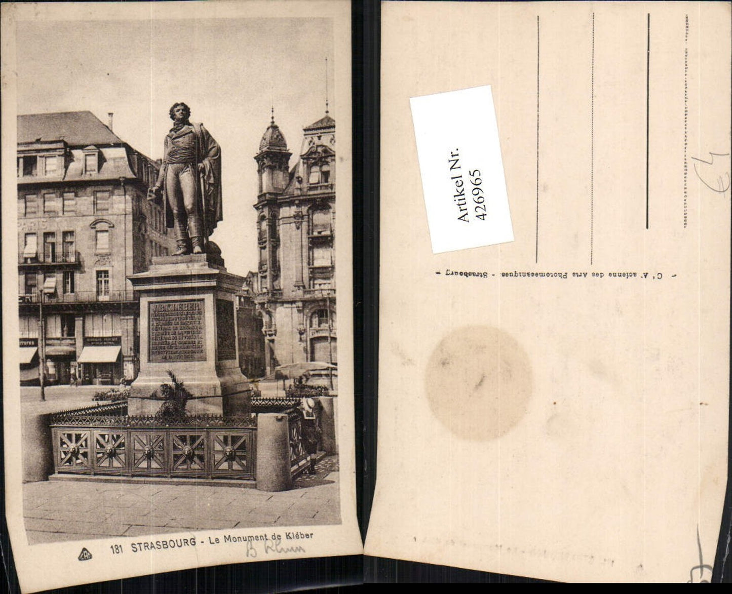 426965,Elsass Bas-Rhin Strasbourg Straßburg Le Monument de Kleber Statue