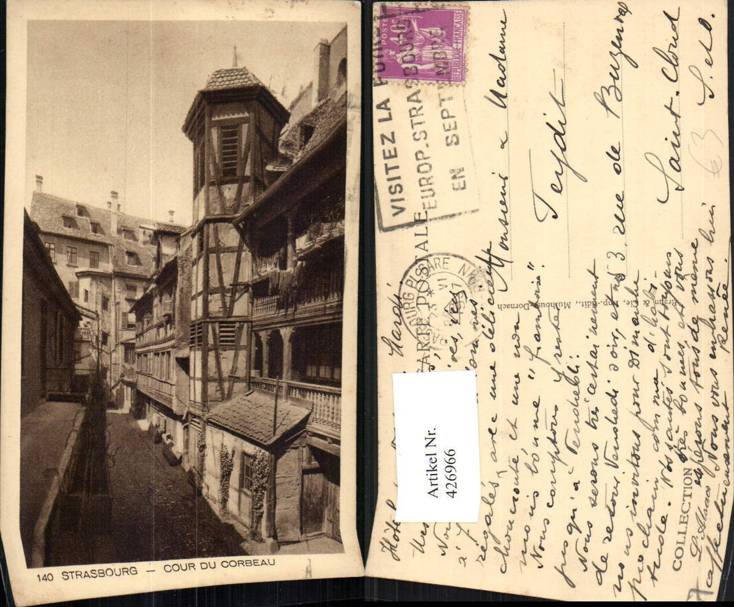 426966,Elsass Bas-Rhin Strasbourg Straßburg Cour du Corbeau Hof Erker