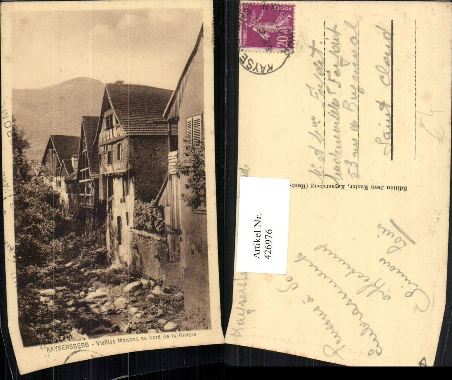 426976,Elsass Haut-Rhin Kaysersberg Vieilles Maisons au bord de la Riviere Häuser