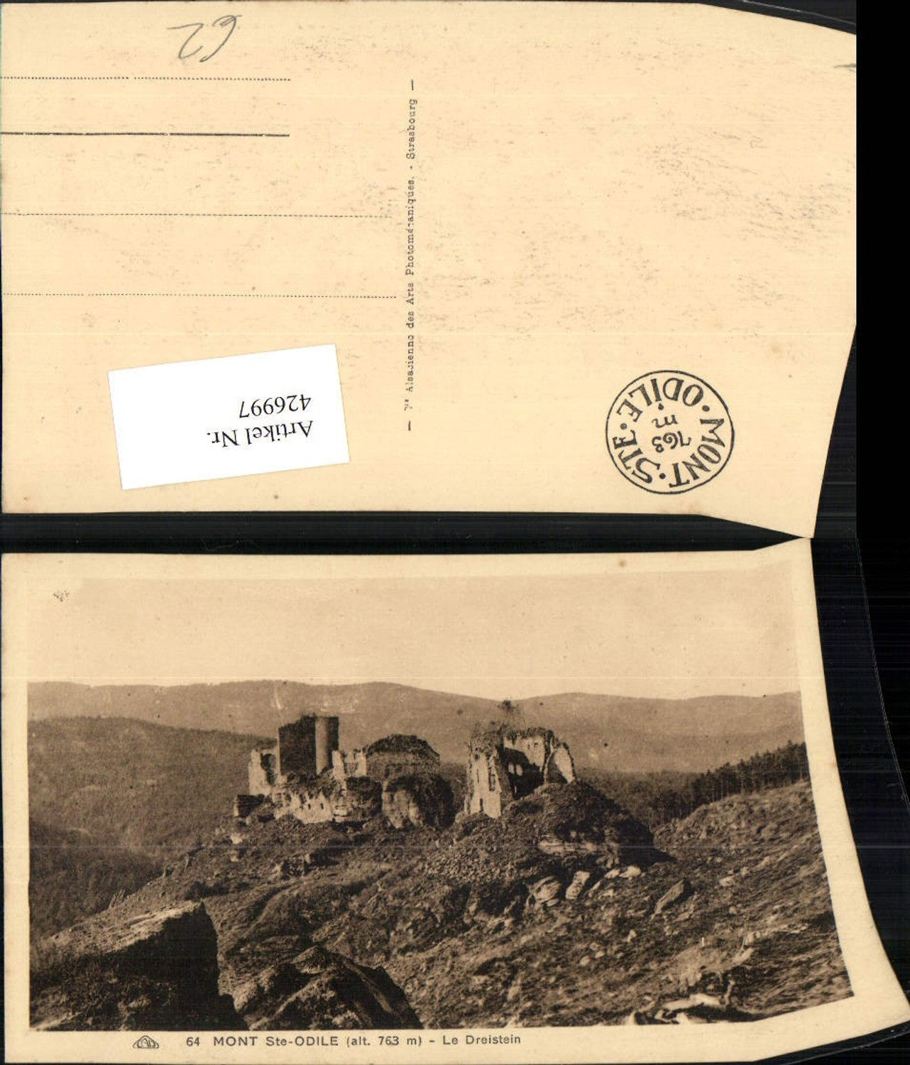 426997,Elsass Bas-Rhin Mont Ste-Odile Le Dreistein Burg Ruine