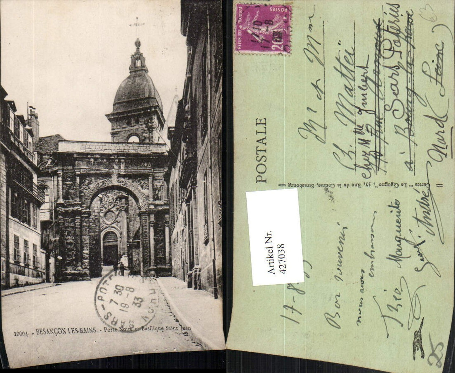 427038,Franche-Comte Doubs Besancon les Bains Porte Noire et Basilique Saint Jean Tor