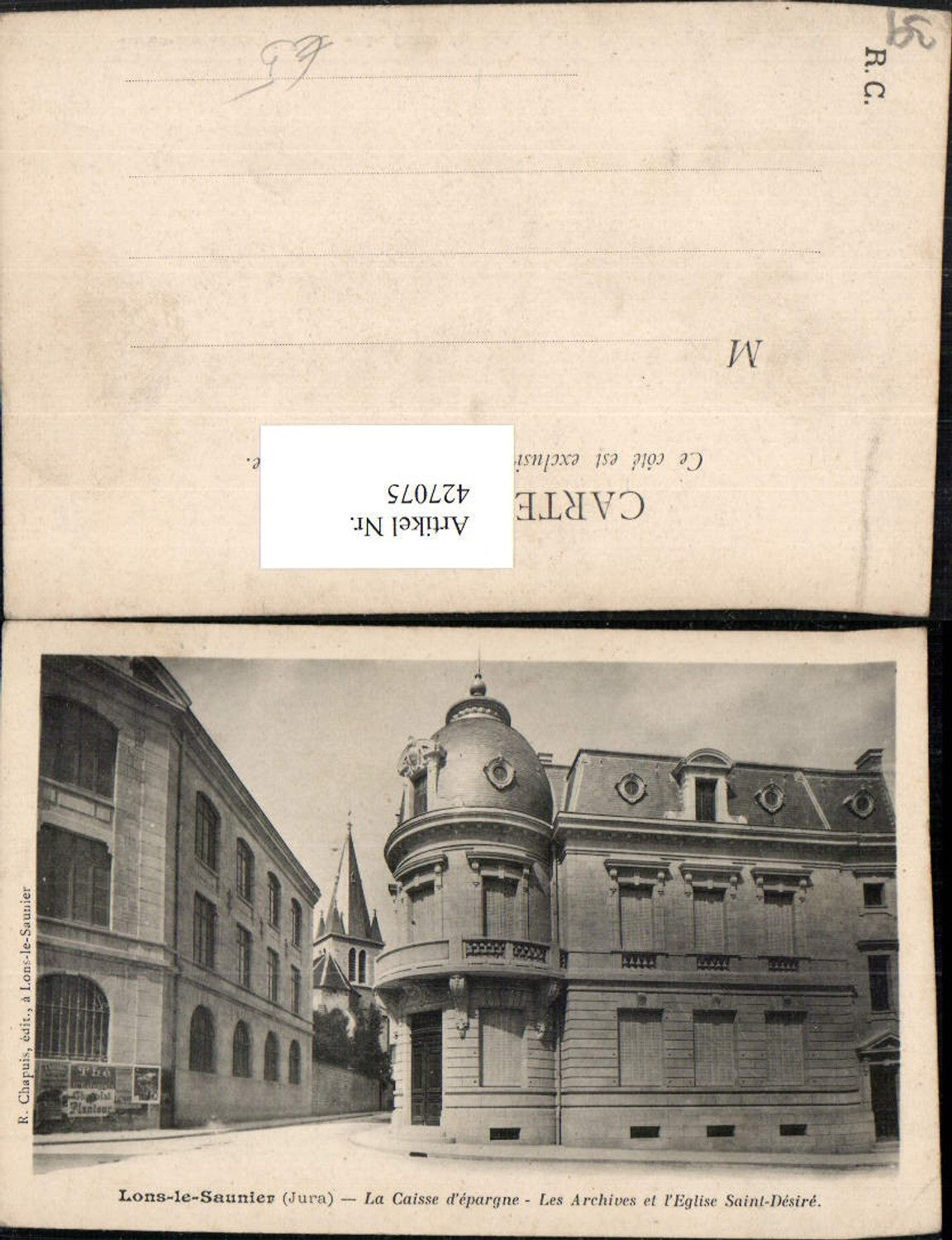 427075,Franche-Comte Jura Lons-le-Saunier Caisse d'epargne Les Archives et Eglise Saint-Desire