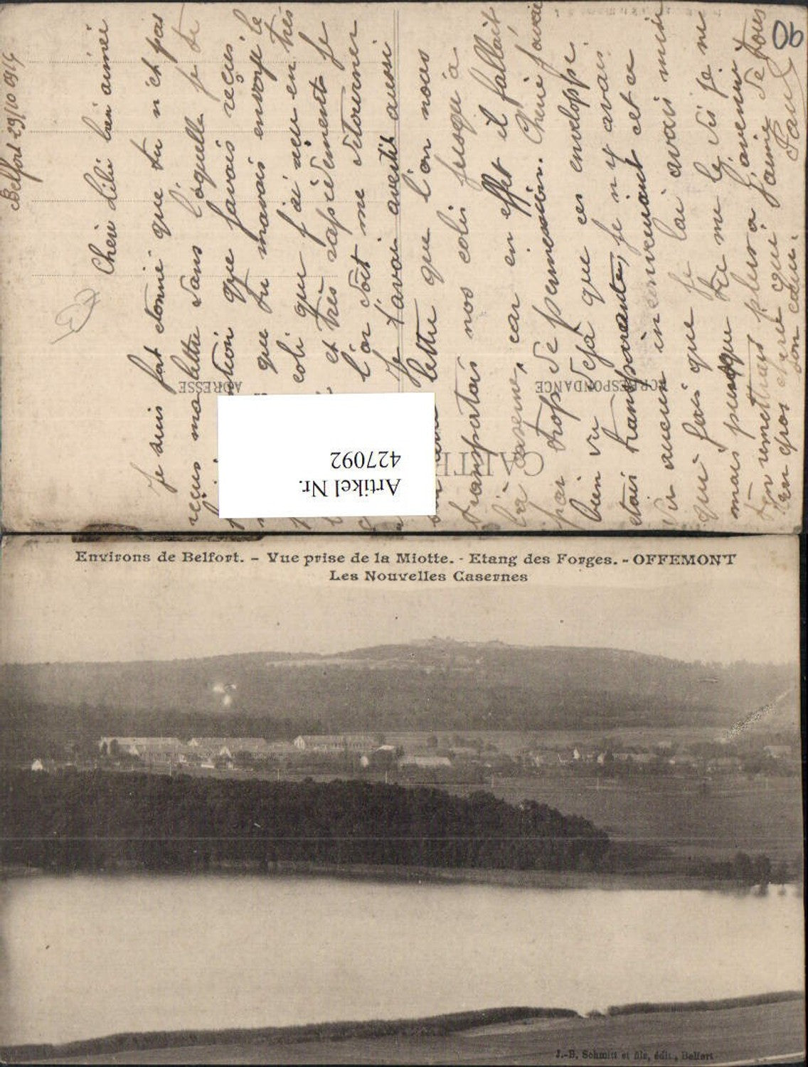 427092,Franche-Comte Territoire-de-Belfort Belfort Vue prise de la Miotte Offemont Casernes Kaserne