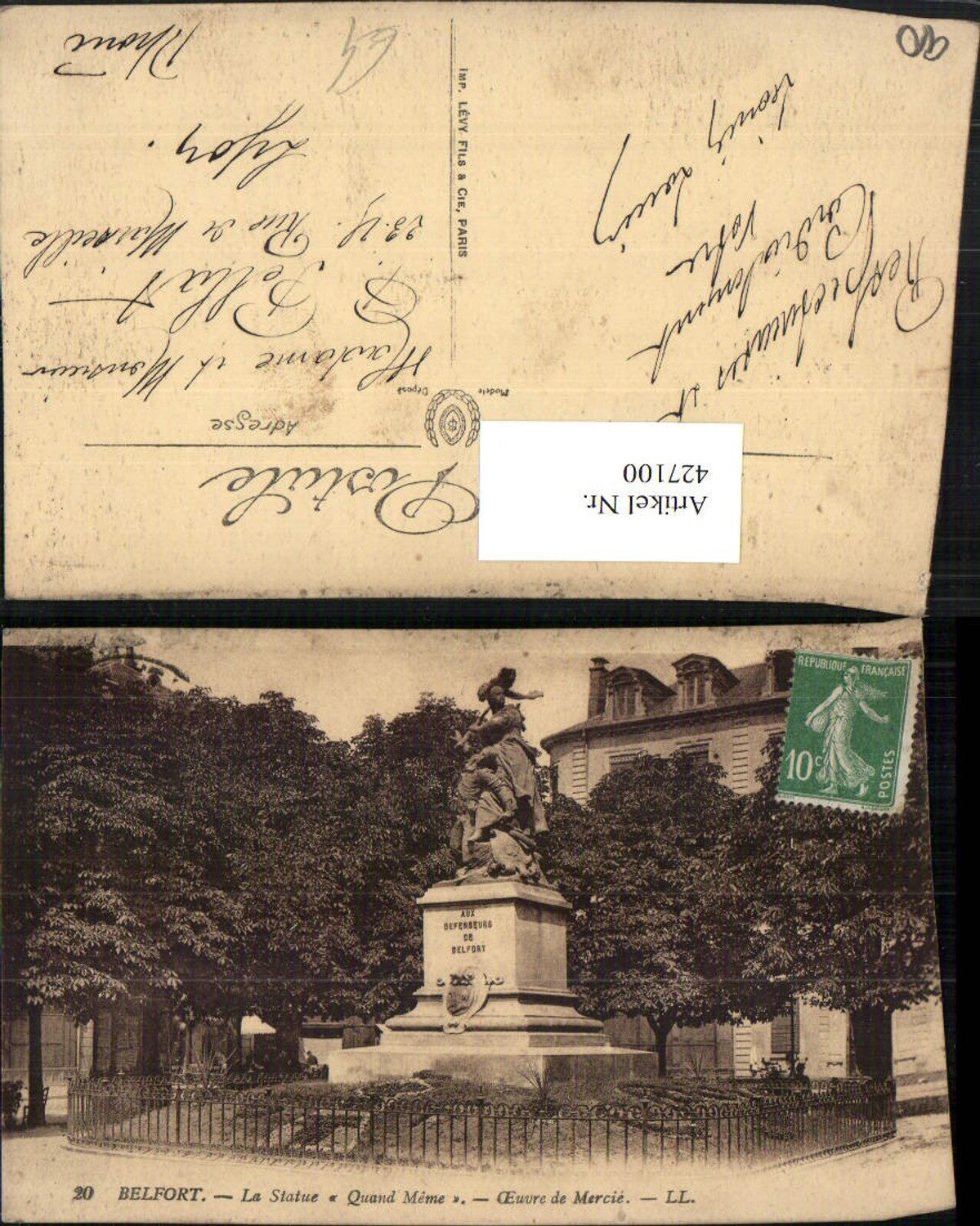 427100,Franche-Comte Territoire-de-Belfort Belfort La Statue Quand Meme Denkmal