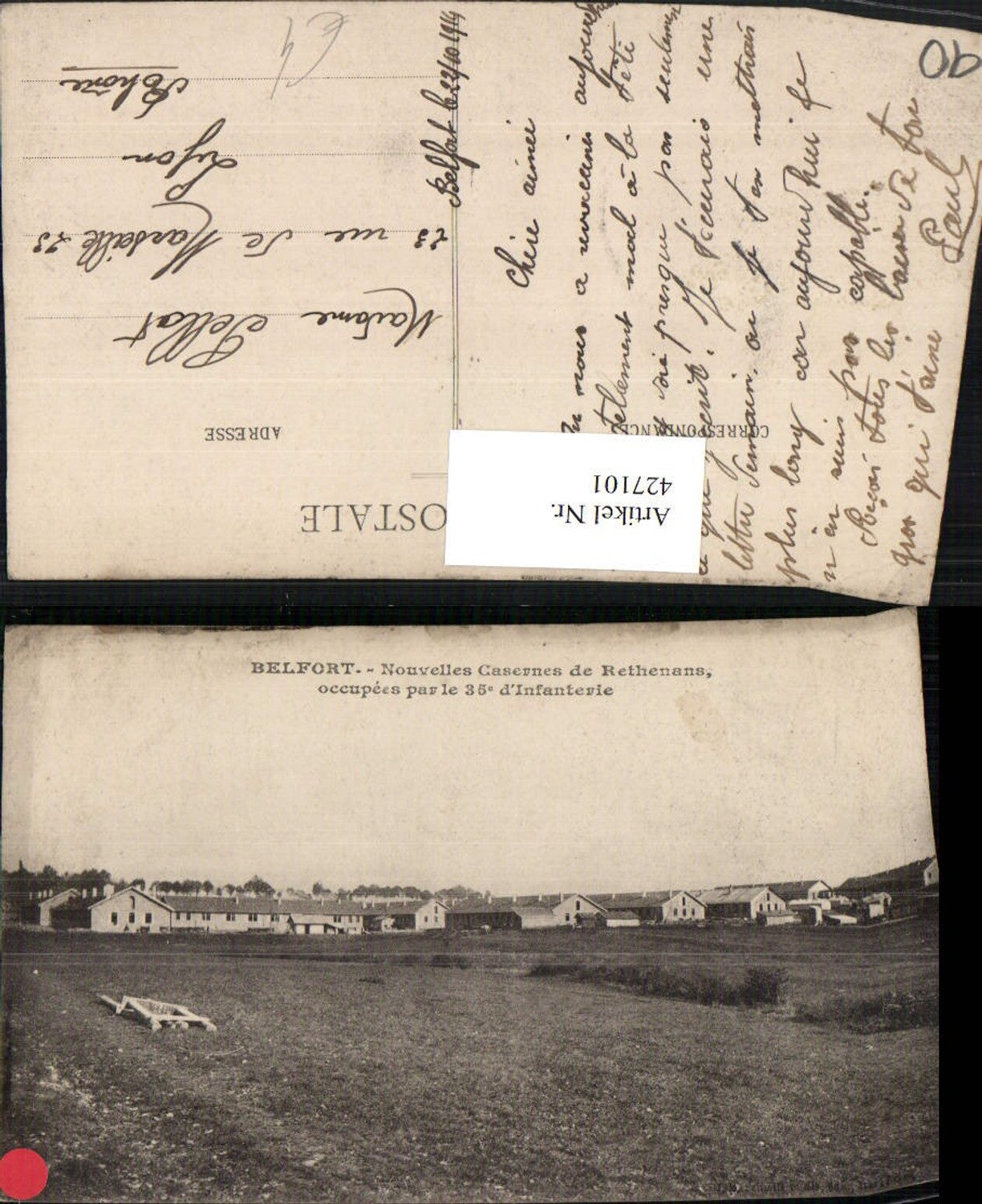 427101,Franche-Comte Territoire-de-Belfort Belfort Casernes de Rethenans Infanterie Kaserne