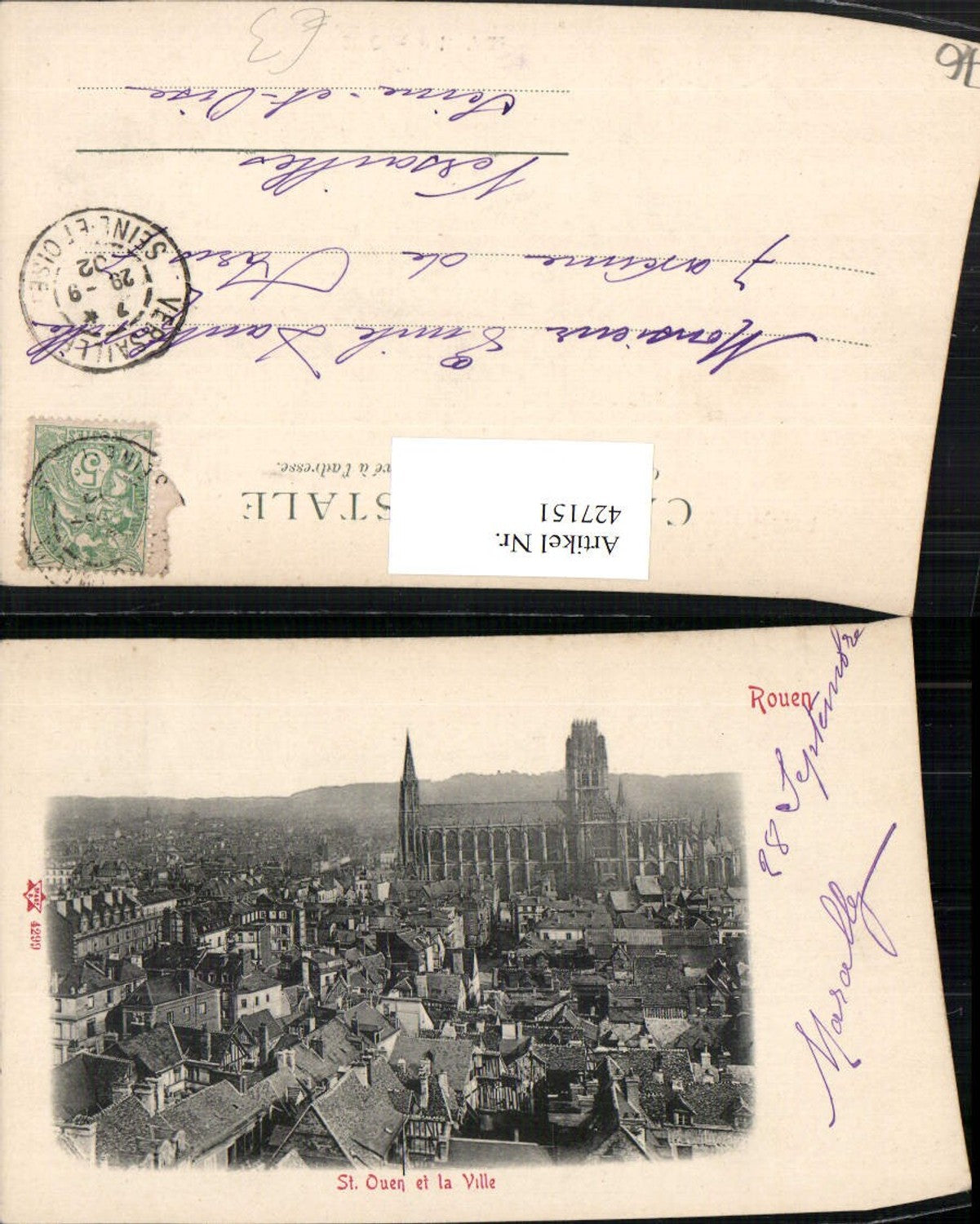 427151,Haute-Normandie Seine-Maritime Rouen St. Ouen et la Ville Teilansicht Kirche