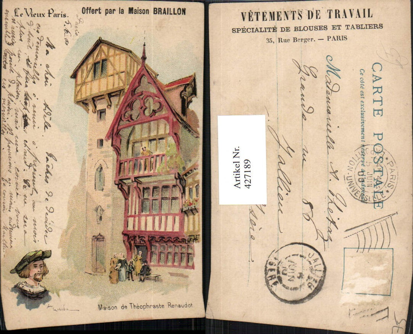 427189,Künstler AK Ile-de-France Paris Maison de Theophraste Renaudot Haus