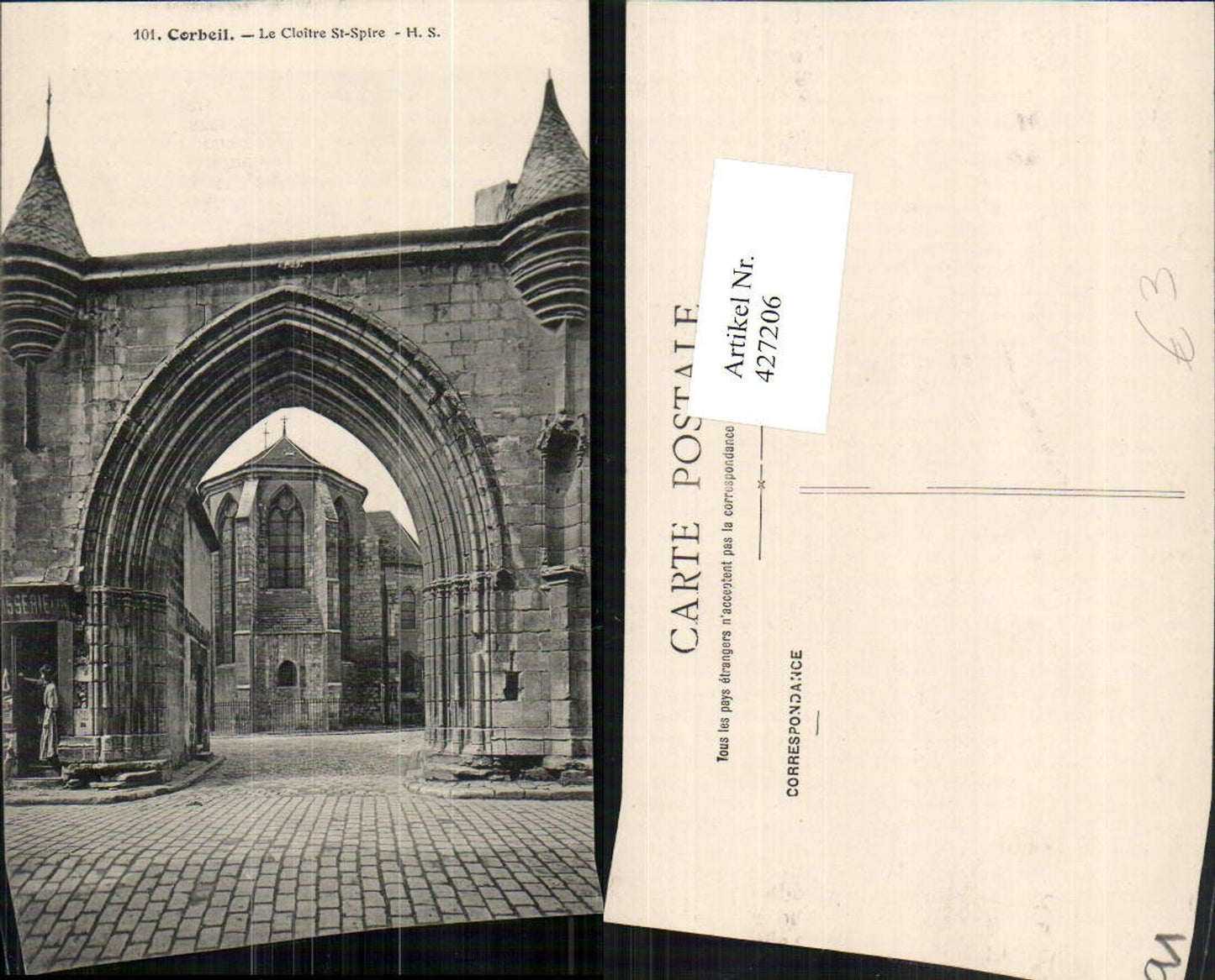 427206,Ile-de-France Essonne Corbeil Le Cloitre St-Spire Kloster Portal