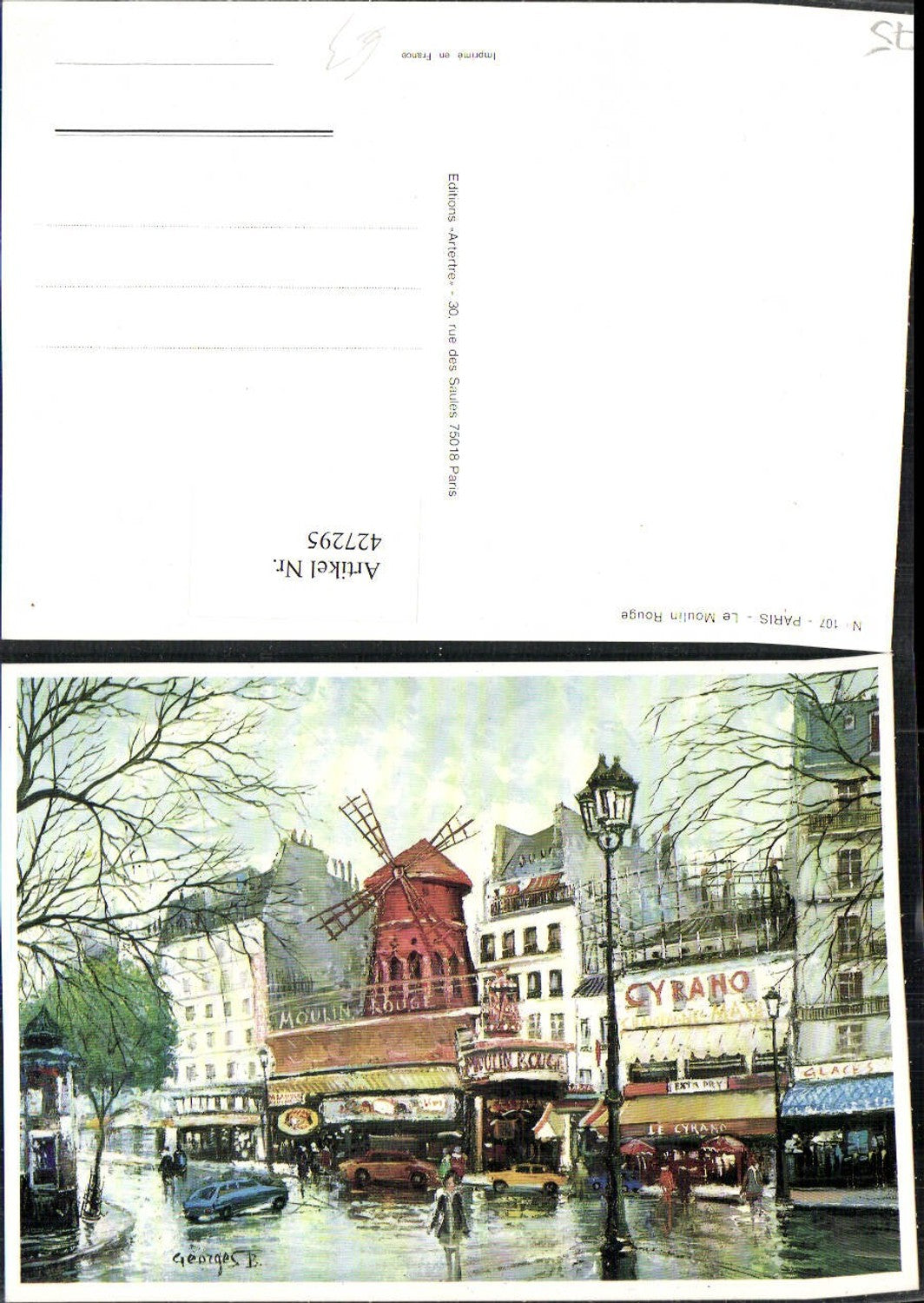427295,Künstler AK B. Georges Ile-de-France Paris Le Moulin Rouge Mühle