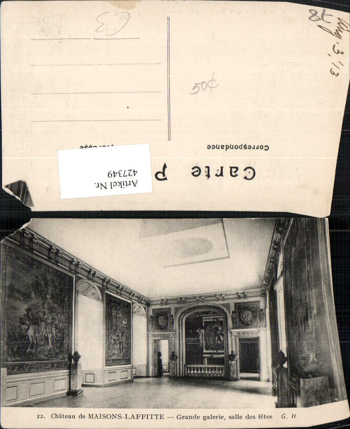 427349,Ile-de-France Yvelines Maisons-Laffitte Chateau Grande galerie Innenansicht