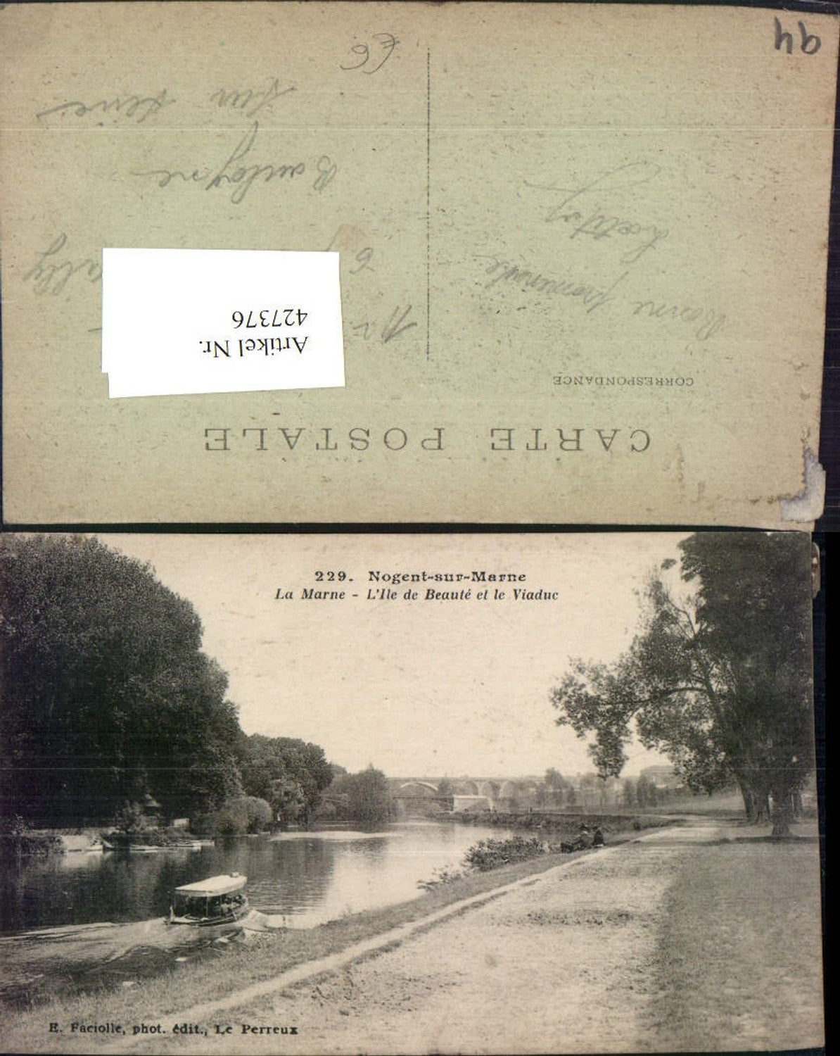 427376,Ile-de-France Val-de-Marne Nogent-sur-Marne L'Ile de Beaute et le Viaduc Fluss