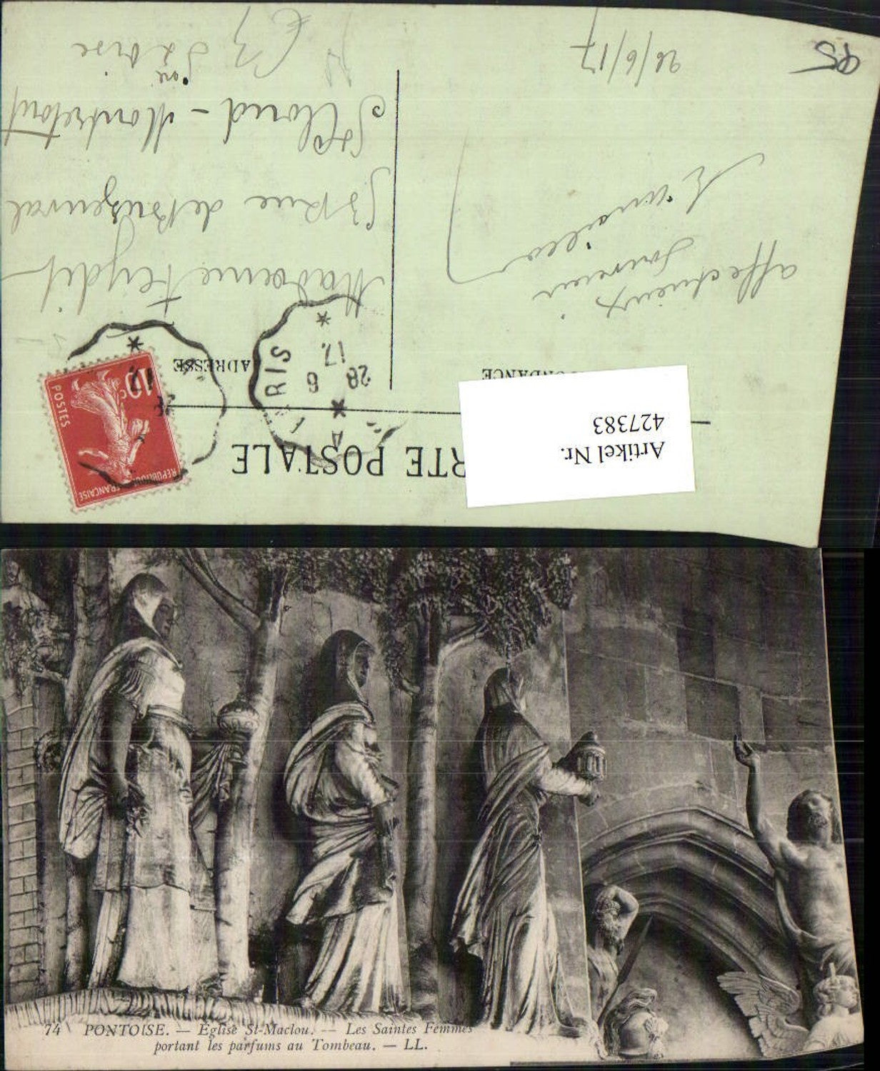 427383,Ile-de-France Val-Oise Pontoise Eglise St-Maclou Saintes Femmes Statuen