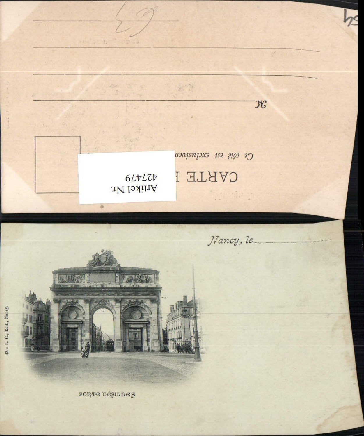427479, Lorraine Meurthe-et-Moselle Nancy Porte Desilles Gate Archway Street view