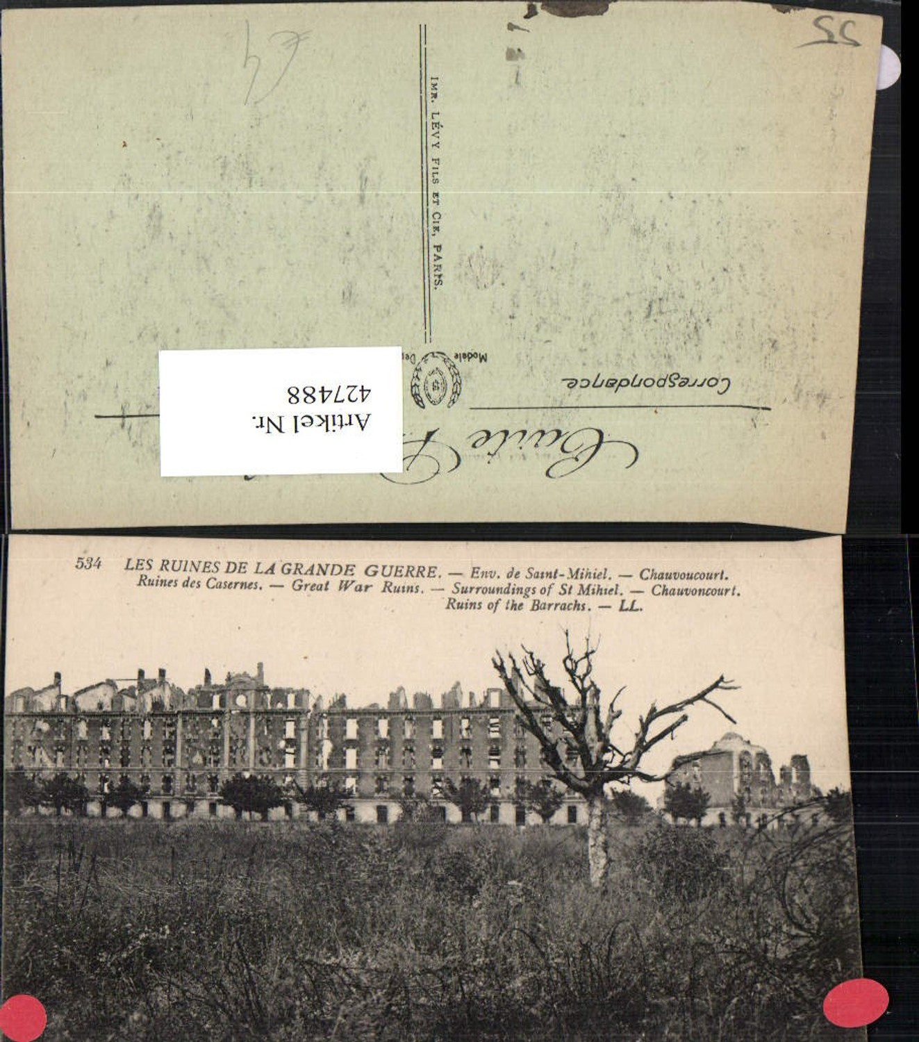 427488,Lothringen Meuse Sant-Mihiel Chauvoucourt Ruines des Casernes Ruine