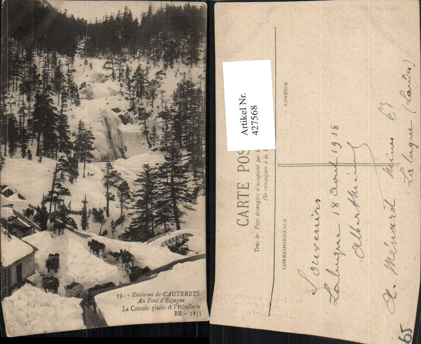 427568,Midi-Pyrenees Hautes-Pyrenees Cauterets Pont Espagne Cascade glacee Winterbild