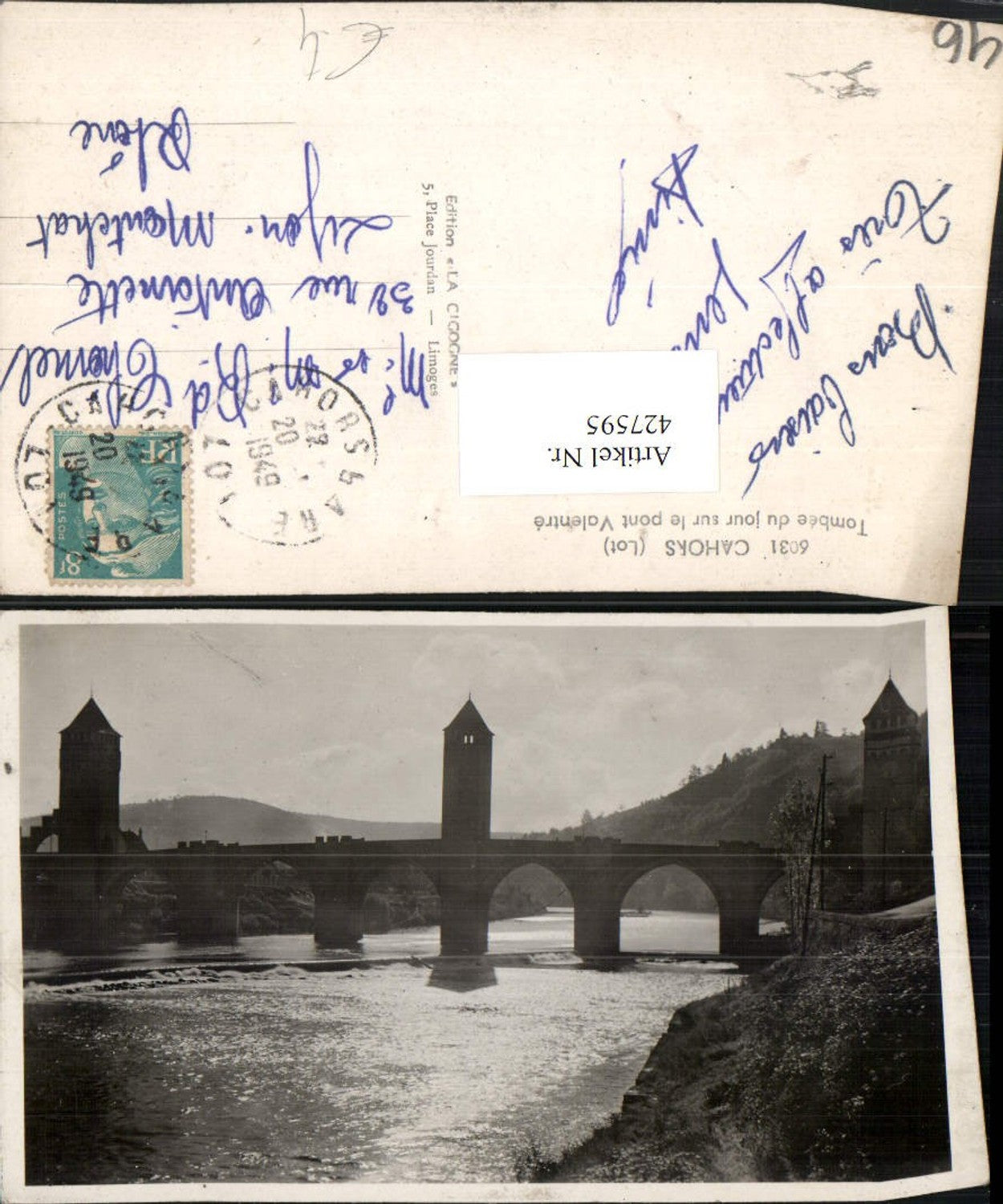 427595,Midi-Pyrenees Lot Cahors Tombee du jour sur le pont Valentre Brücke
