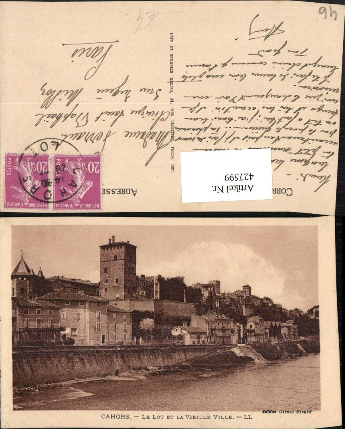 427599,Midi-Pyrenees Lot Cahors Le Lot et la Vieille ville Teilansicht