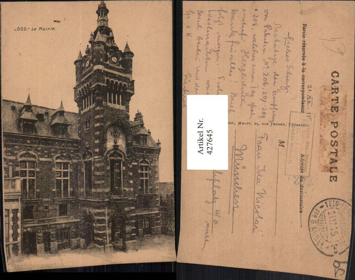427645,Nord-Pas-de-Calais Nord Loos La Mairie Rathaus