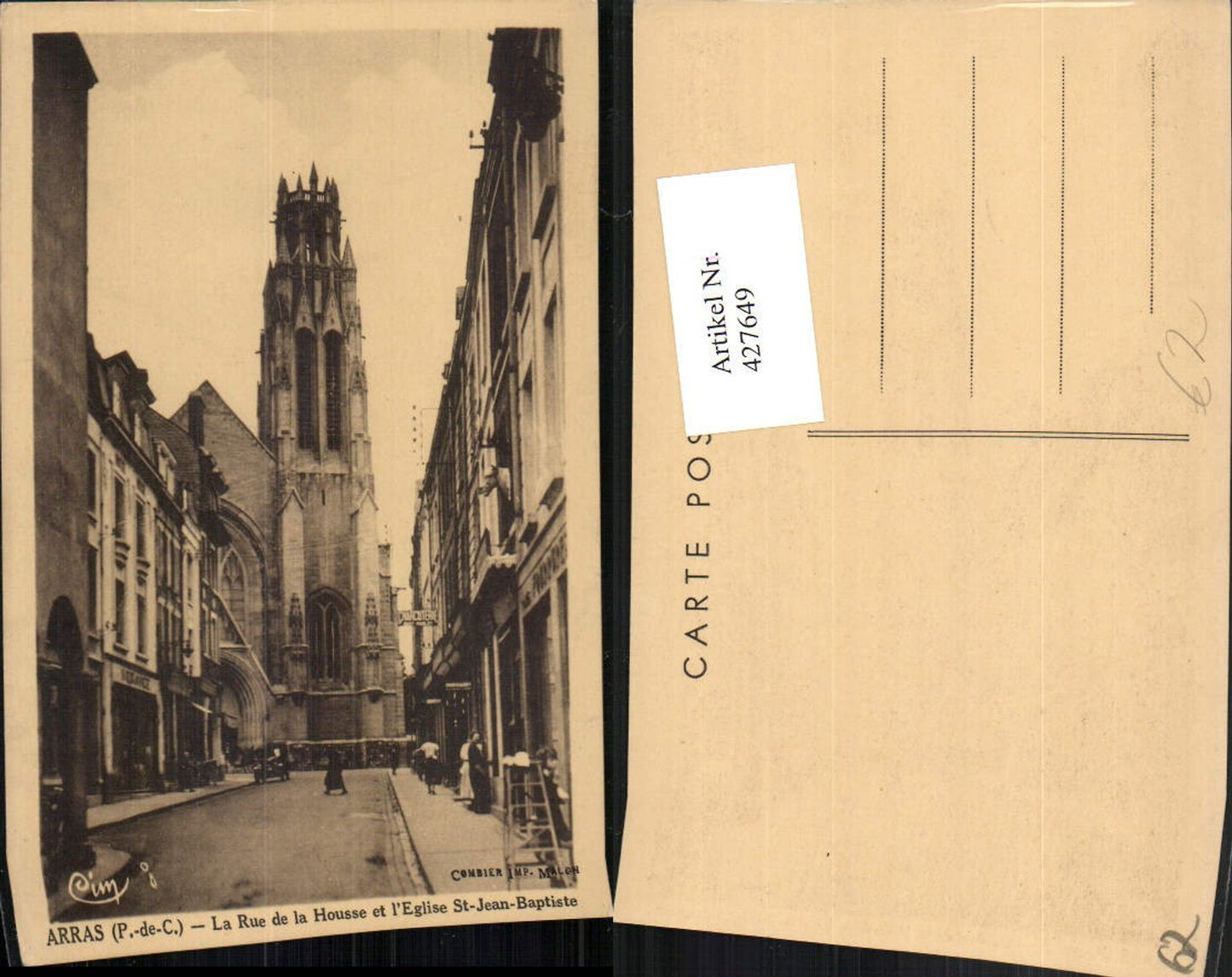 427649,Nord-Pas-de-Calais Pas-de-Calais Arras Rue de la Housse et Eglise St-Jean-Baptiste Kirche