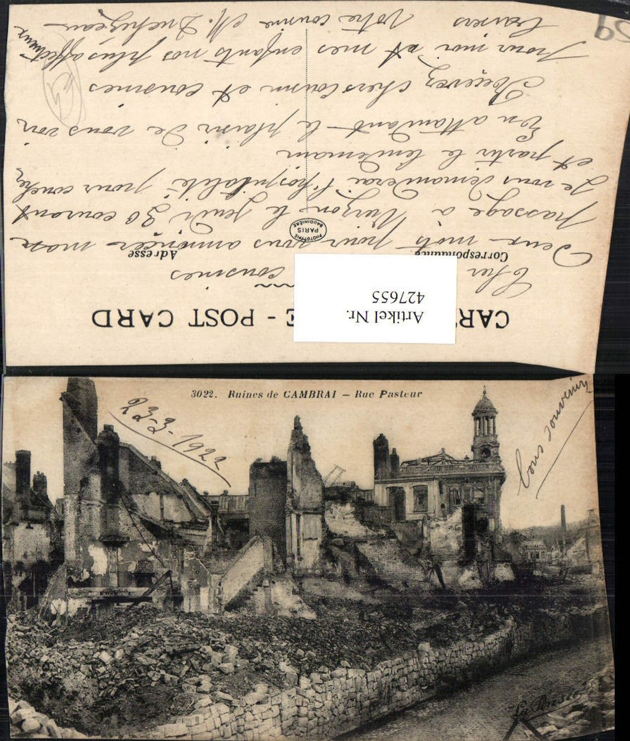 427655,Nord-Pas-de-Calais Nord Cambrai Rue Pasteur Ruines Ruine Zerstörung