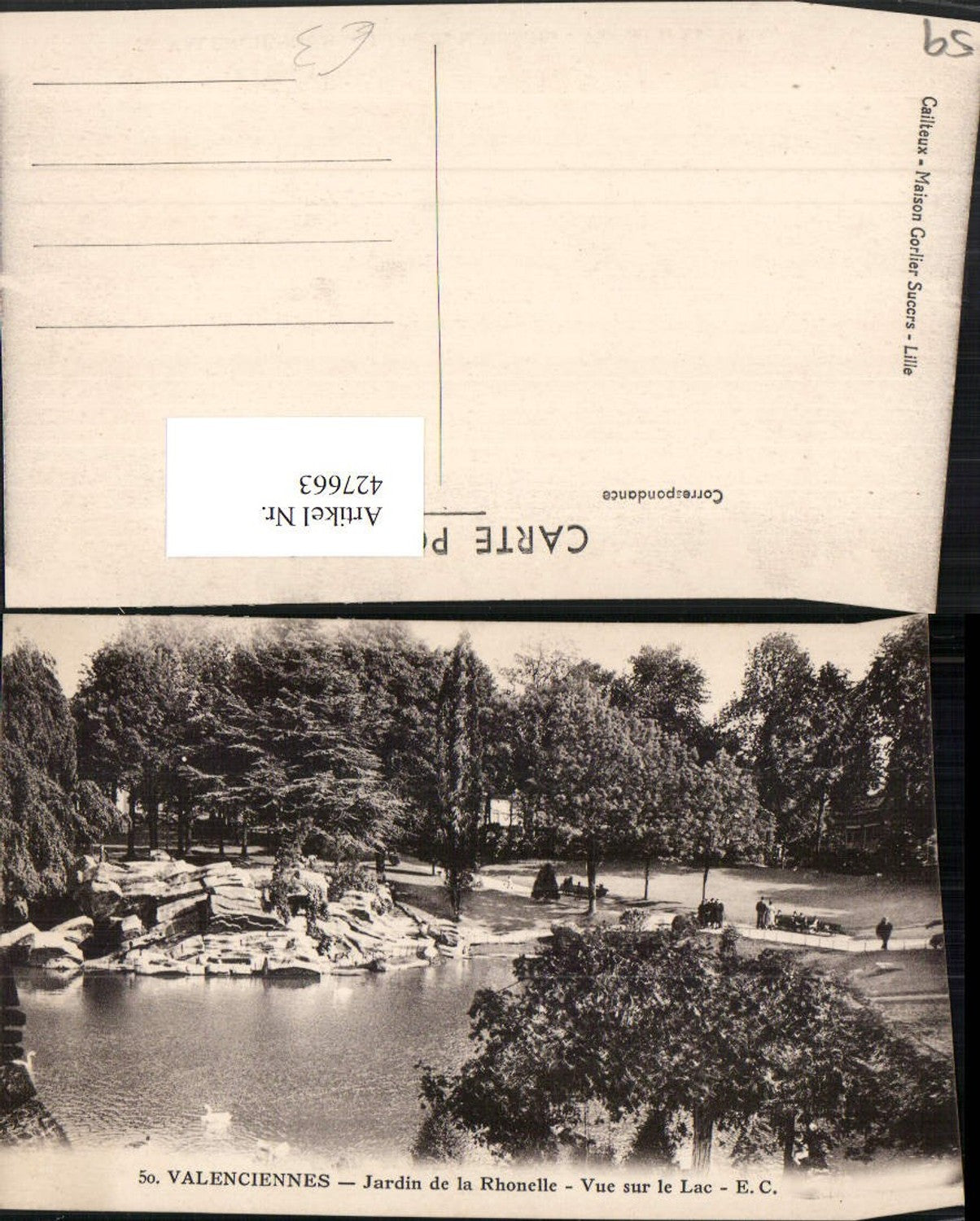 427663,Nord-Pas-de-Calais Nord Valenciennes Jardin de la Rhonelle Vue sur le Lac pond