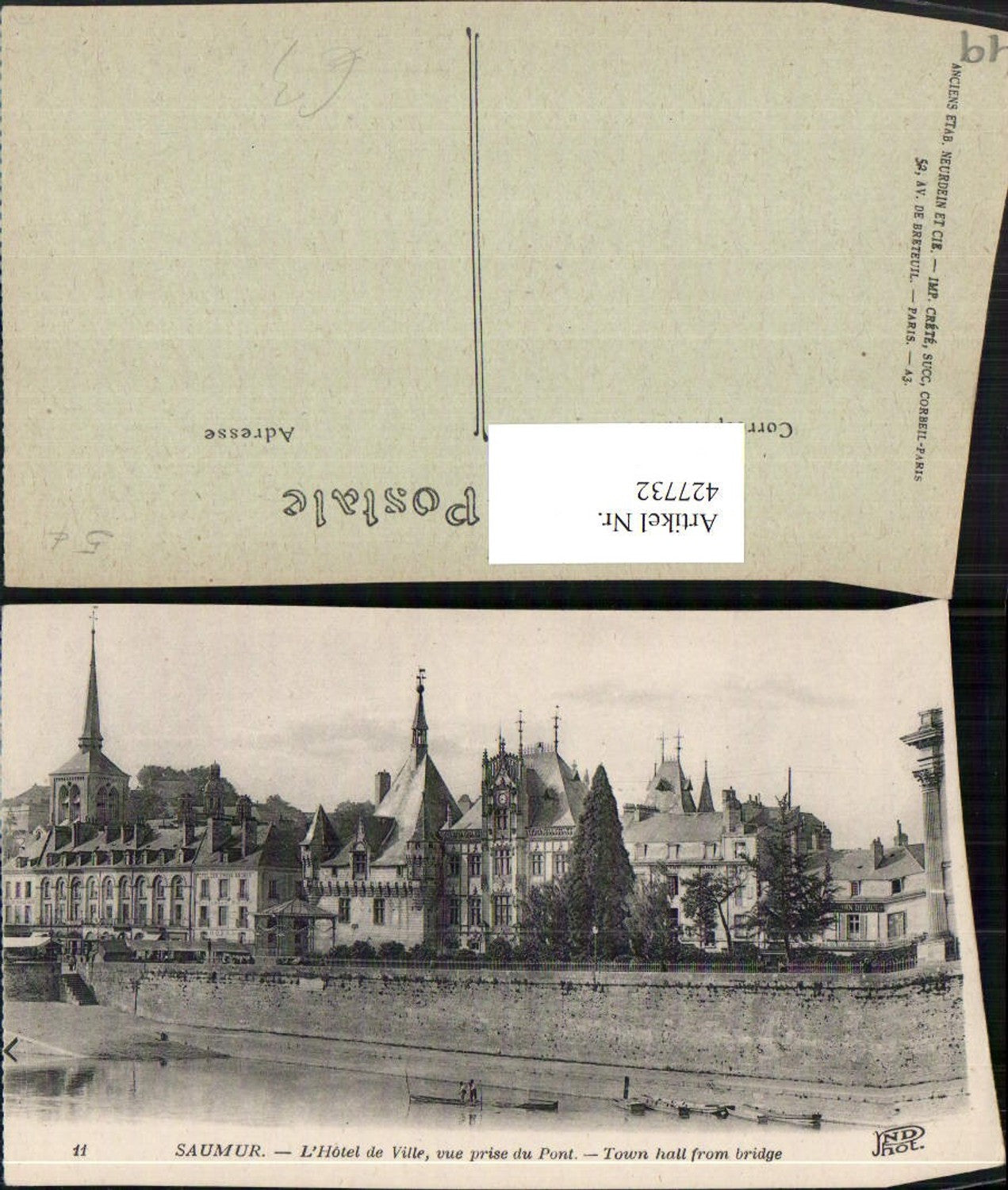 427732,Pays de la Loire Maine-et-Loire Saumur L'Hotel de Ville vue prise du Pont Rathaus