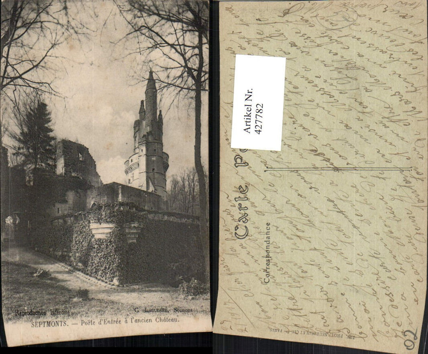 427782,Picardie Aisne Septmonts Porte d'Entree a l'ancien Chateau Schloss Turm