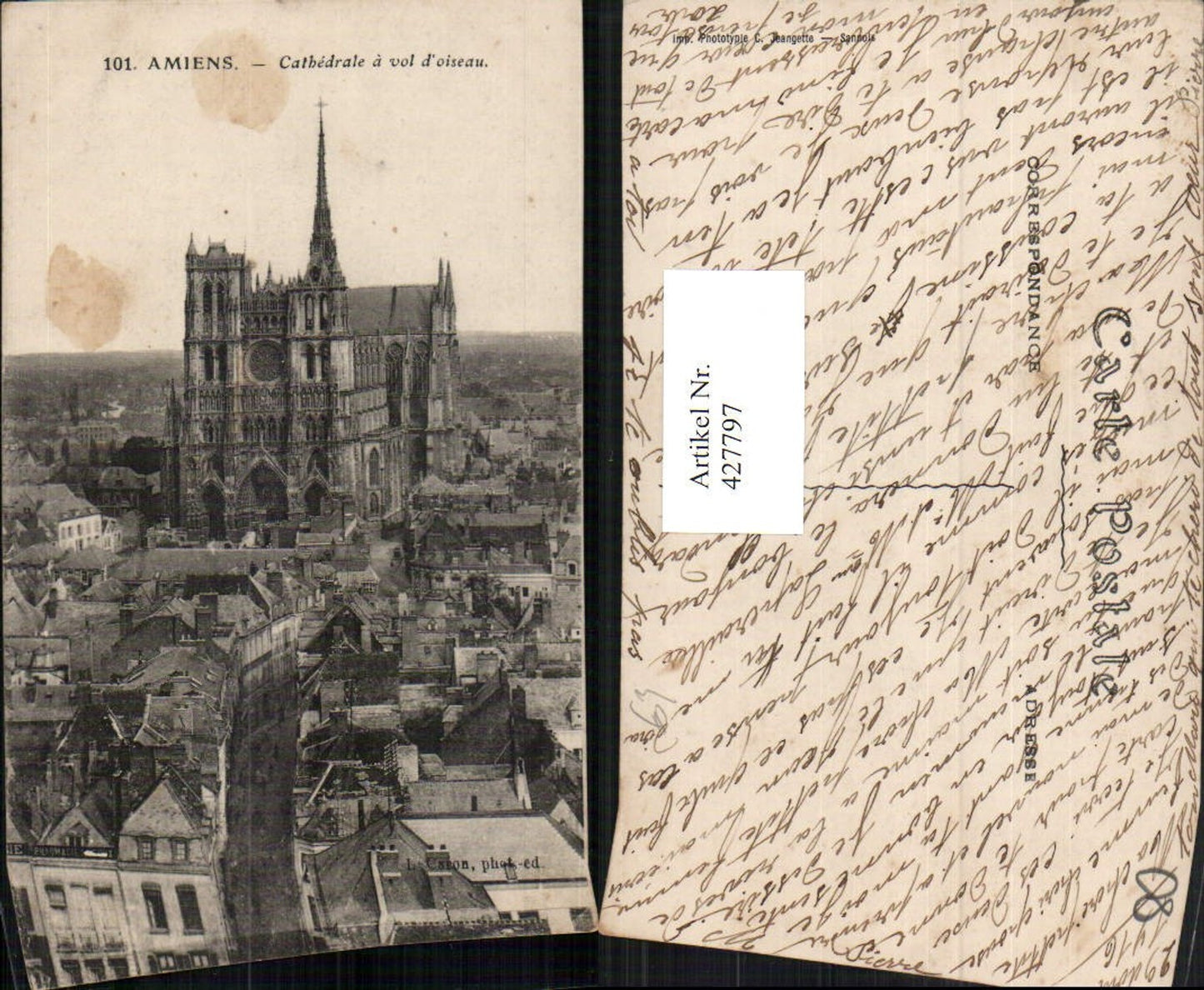 427797,Picardie Somme Amiens Cathedrale a vol d'oiseau Kirche