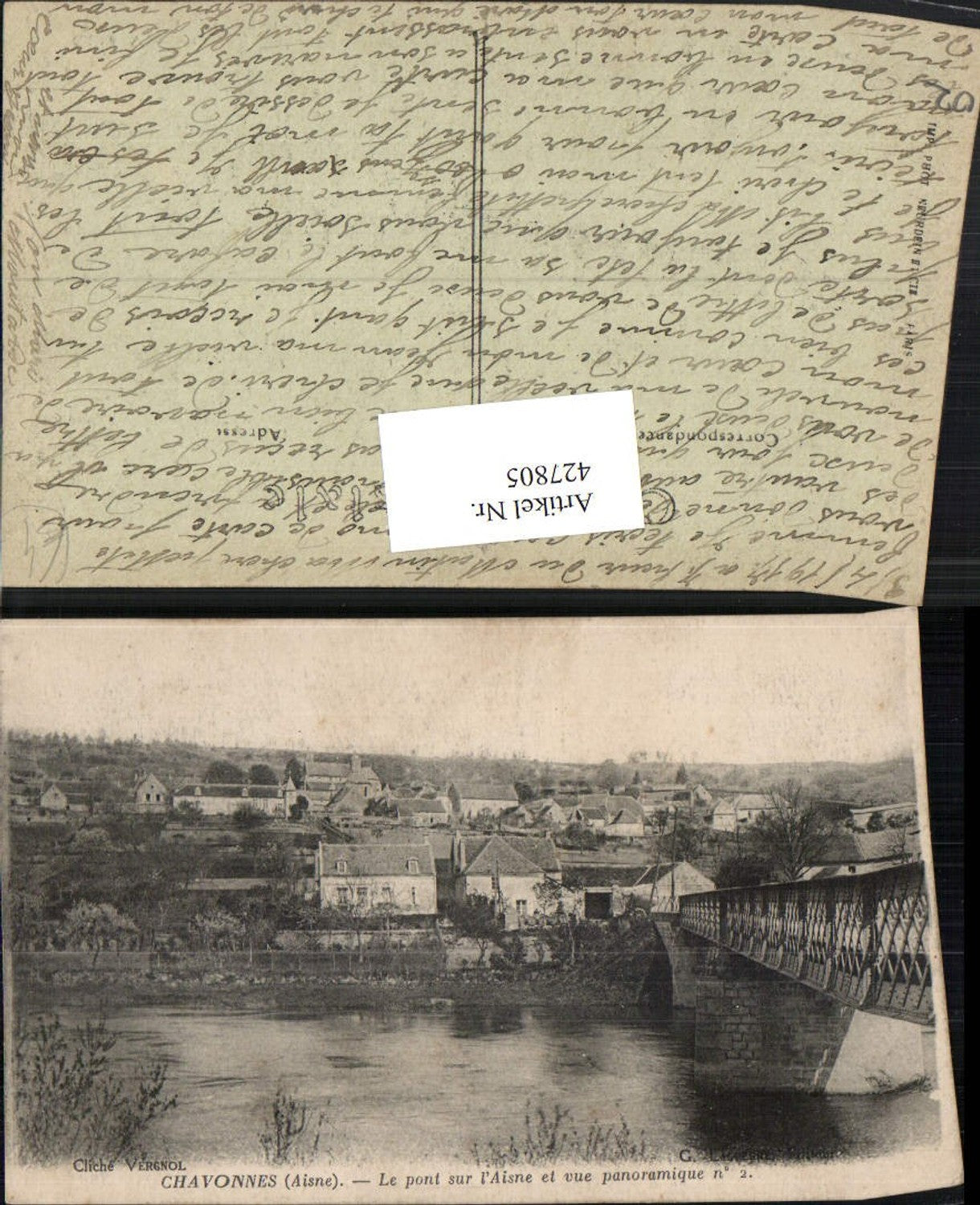 427805,Picardie Aisne Chavonnes Le Pont sur l'Aisne Teilansicht Brücke