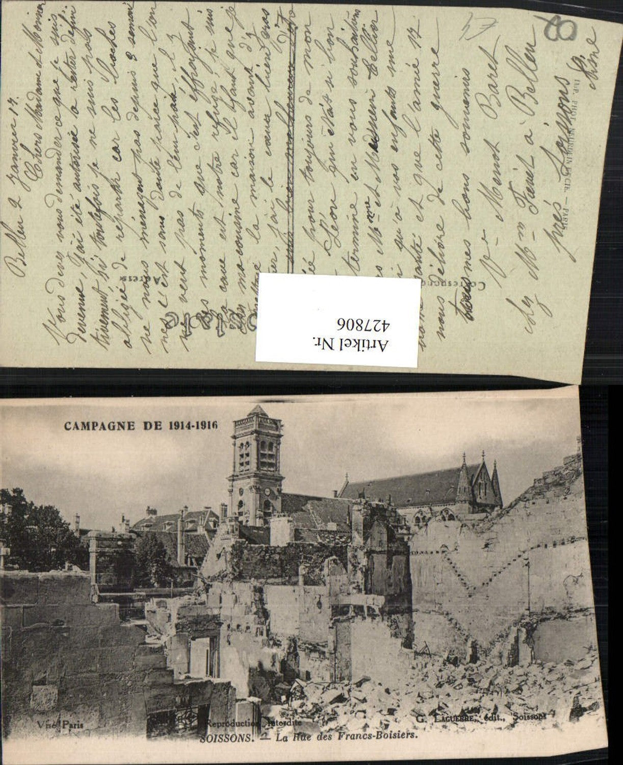 427806,Picardie Aisne Soissons La Rue des Francs-Boisiers Zerstörung