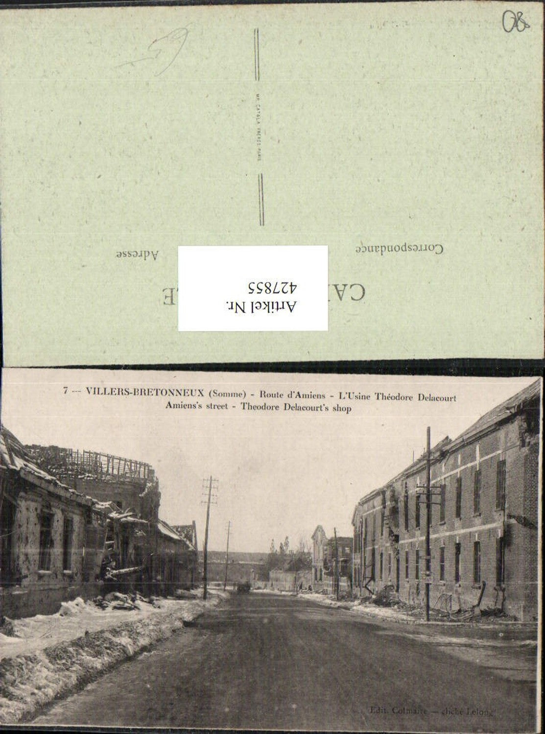 427855,Picardie Somme Villers-Bretonneux Rue d'Amiens Straßenansicht Zerstörung