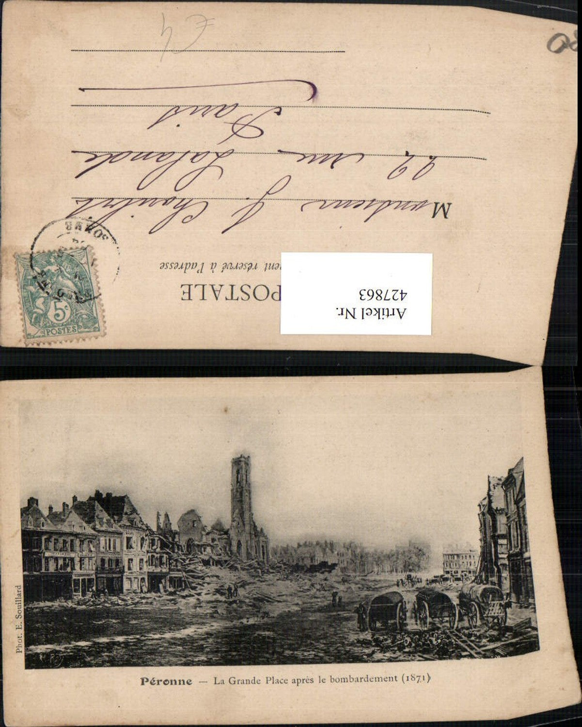 427863,Picardie Somme Peronne La Grande Place Zerstörung