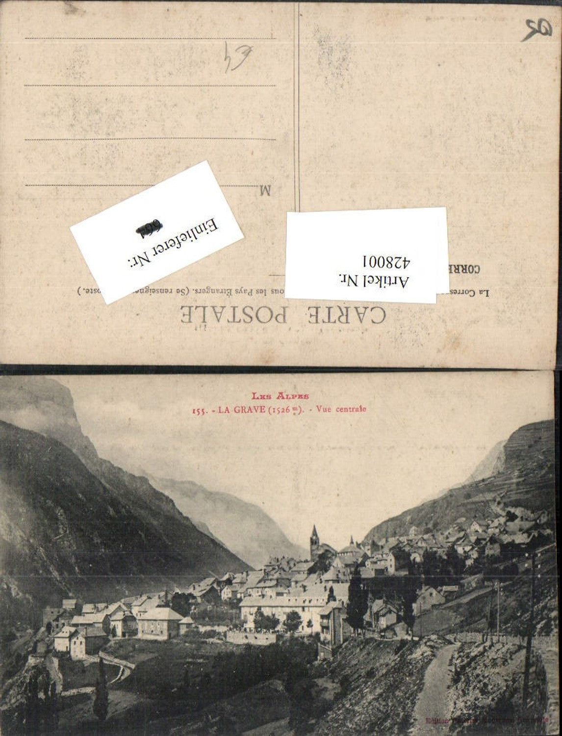 428001,Provence-Alpes-Cote-Azur Hautes-Alpes La Grave Vue centrale Totale