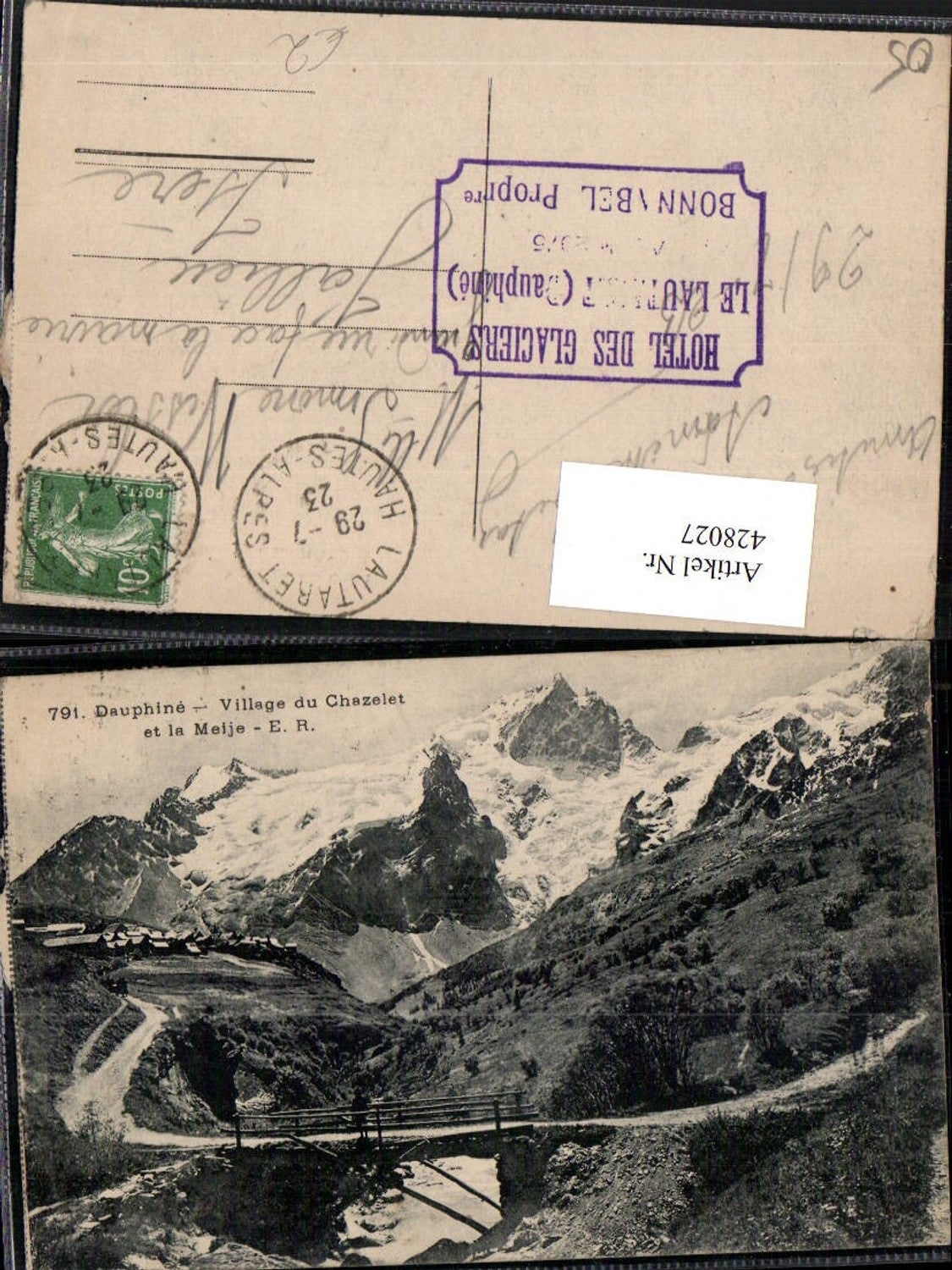 428027,Provence-Alpes-Cote-Azur Hautes-Alpes Village du Chazelet et la Meije Bergkulisse